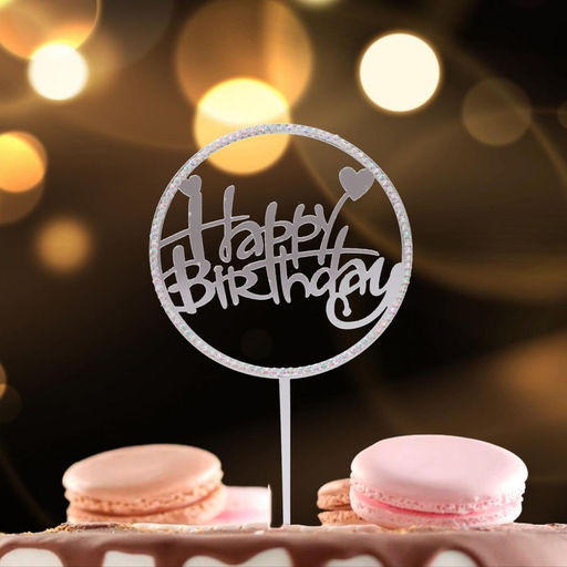 Топпер С днём рождения, со стразами, цвет серебряный - Страна карнавалия фото 2