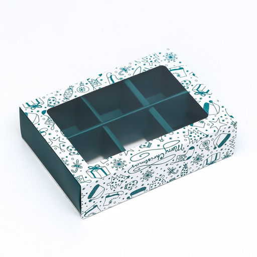 Коробка под 6 конфет новогодняя «Зимние забавы», 13.5×9.5×3.5 см