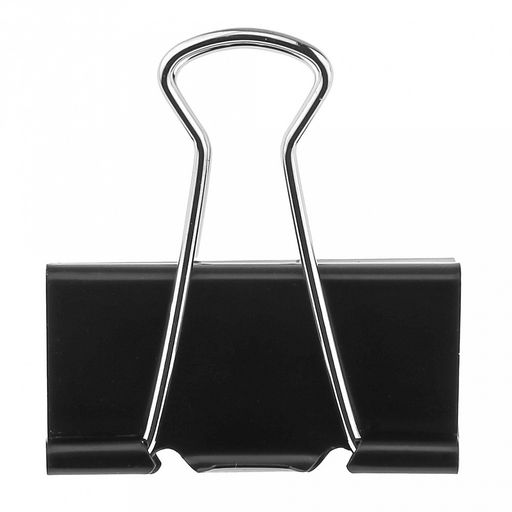 Зажим для бумаги 41мм металл, цвет - черный, набор 24 штукb, в пластиковой банке д11,8см h7см (Китай) - Домашняя мода фото 4