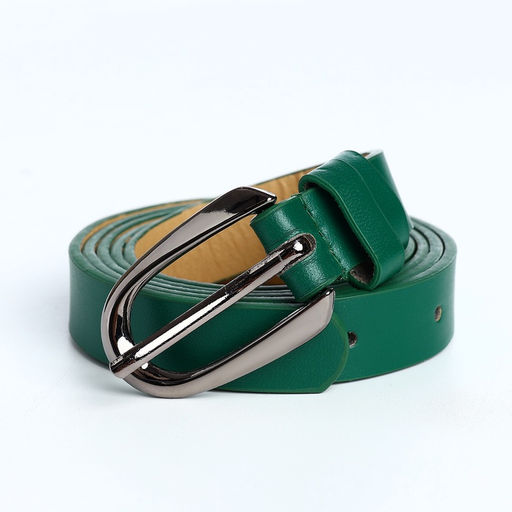 Ремень женский тонкий, 110×1.6 см, пряжка тёмный металл, зелёный