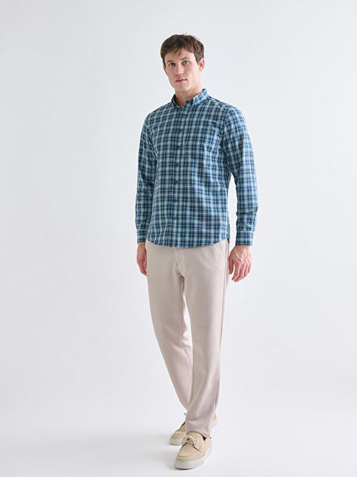 Regular Fit Uzun Kollu Ekose Poplin Erkek G?mlek