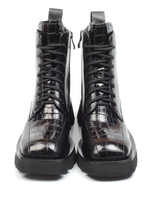 01-CG34-1 BLACK Ботинки демисезонные женские (натуральная кожа, байка)