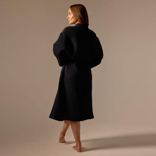 Халат вафельный женский SL HOME: Boho «Дарк Маре», размер L, хлопок 100%, чёрный