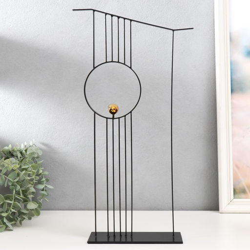 Фигурка металл «Золотая птичка. Абстракция», чёрный, 20×8×47 см