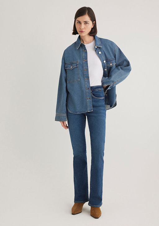 Bekka Classic Denim Indigo Mavisi Jean Gomlek фото 2