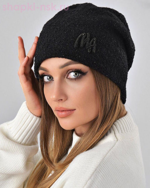 Букле пайетка вышивка Шапка флис (56-58)