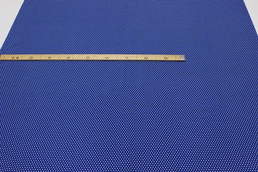 Штапель Белый горох (3мм) цв.т.василек, ш.1.43м, вискоза-100%, 90гр/м.кв - Купава фото 2