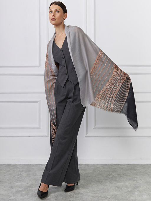 Большой, мягкий, тонкий и очень нежный двусторонний палантин с рисунком - Tantino фото 3