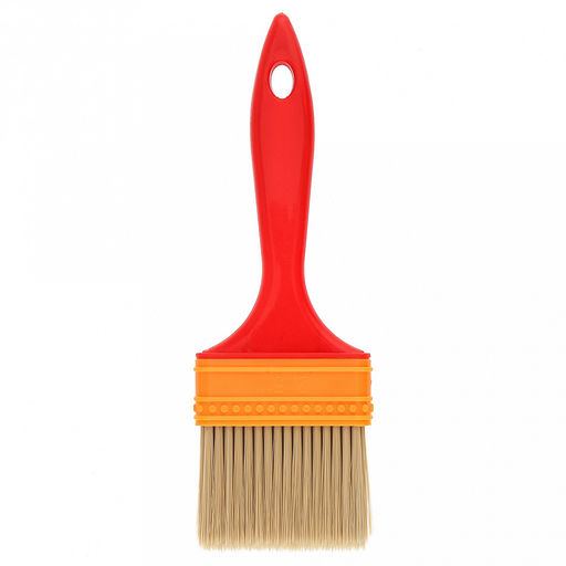 Кисть малярная Эконом 65мм, толщина 10мм, синтетическая щетина длина 45мм, пластмассовая ручка, цвет - желтый (общий р-р 19,5х6,5х1,4см) (Китай) - Домашняя Мода фото 2