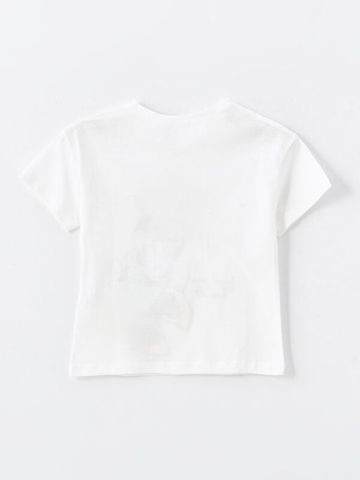 Bisiklet Yaka Minnie Mouse Bask?l? K?z Bebek Ti??rt