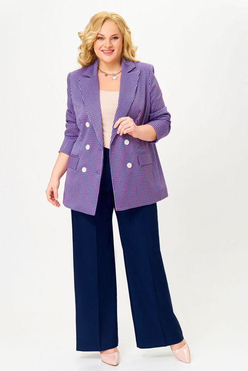 Жакет Swallow 816.1 Лилово-молочная мелкая гусиная лапка фото 4