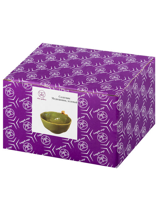 Салатник 650 мл 17*15*9,5 см "Медвежонок" фарфор, зеленый