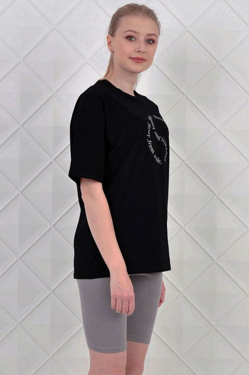 Арт. 5729 Костюм с велосипедками 42-50 (5 шт) Цвет:верх-черный, низ-серый - Калинка фото 5