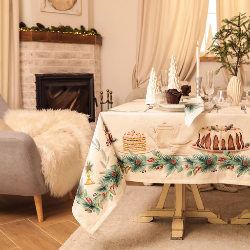 Набор новогодний New Years treat: скатерть 150?180 см +/-3 см с ВГМО, салфетка 40?40 см-8 шт., 100% хлопок