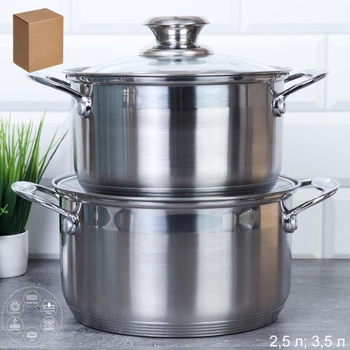 Кастрюля 4 предмета 2,5л,3,5л Квинта / FGLR-2.5-3.5/уп 1/индукция/ гофрокороб - Галеонтрейд фото 6