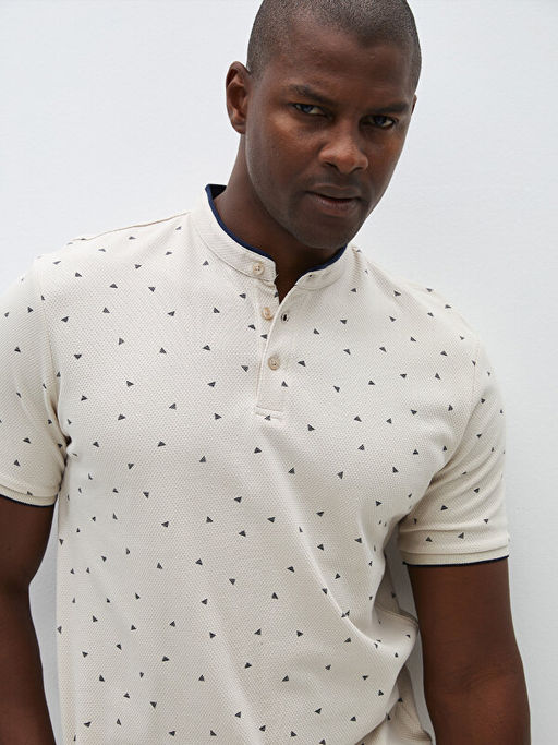 Hakim Yaka K?sa Kollu Desenli Erkek Ti??rt - Waikiki фото 2