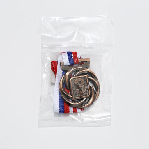 Цена за 2 шт. Медаль призовая «3 место» бронза, d=4 см, с лентой