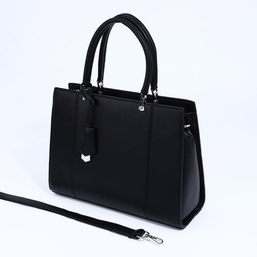 Сумка тоут на молнии, наружный карман, длинный ремень, цвет чёрный - Simaland фото 6