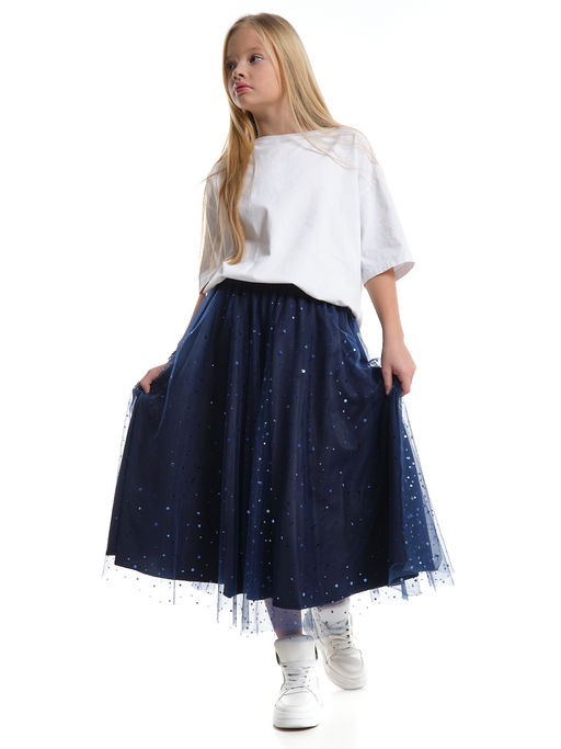 Юбка пачка длинная из фатина 22-7608 черный/зол. звезды - Mini maxi фото 27