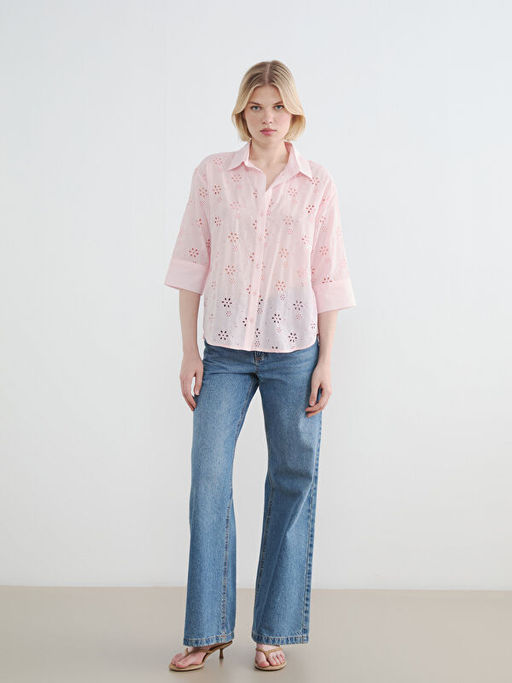 Ajurlu Oversize Kad?n G?mlek