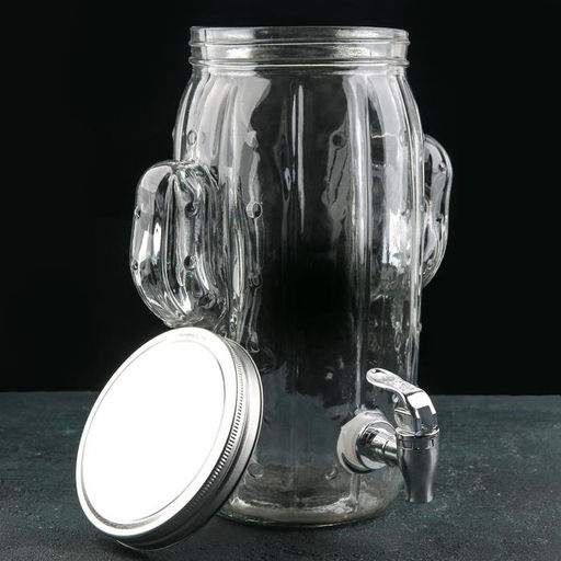 Диспенсер для напитков стеклянный «Тропики», 4 л, 21×22×29 см, цвет прозрачный