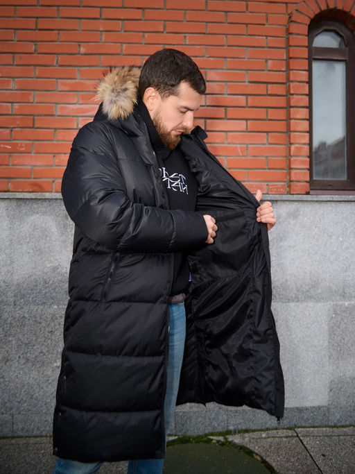 Пуховик мужской удлиненный "Russia" черный