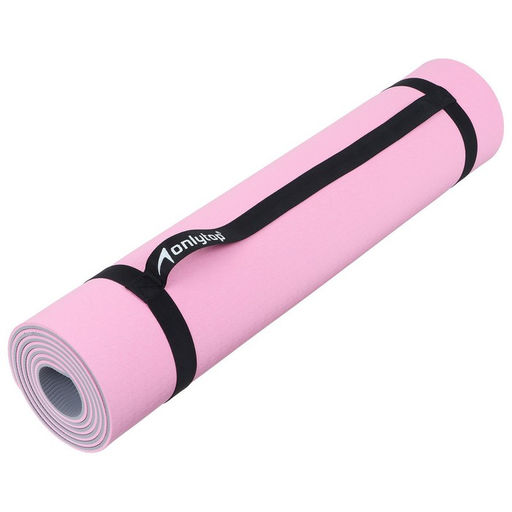 Коврик для фитнеса и йоги ONLYTOP, 183×61×0.6 см, цвет серый/розовый