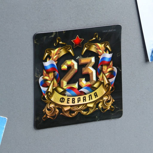 Цена за 4 шт. Магнит полимерный 23 Февраля, 7?7 см