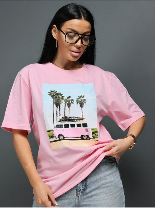 Футболка Пальма розовый женская - София фото 13