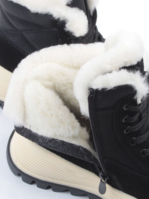 04-PAML05-1Z BLACK Ботинки зимние женские (натуральная замша, 100% шерсть, натуральный мех)