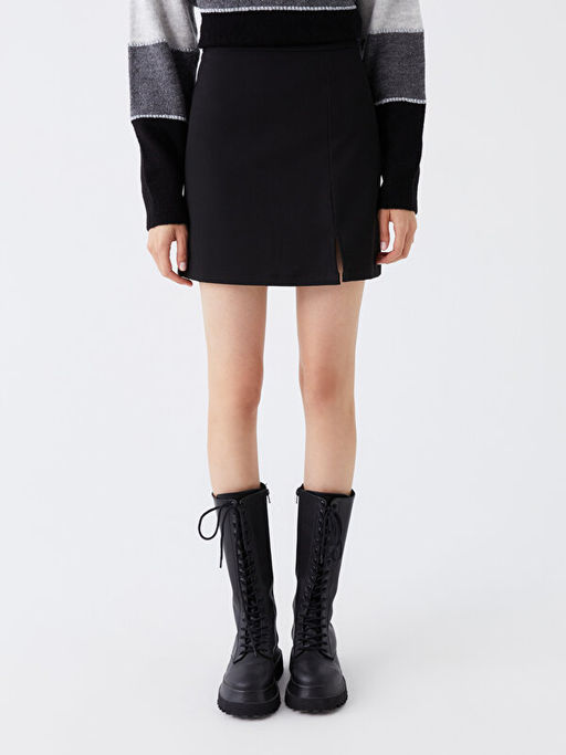 Kad?n Beli Lastikli D?z Etek