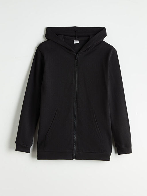 Kap??onlu Erkek ?ocuk Fermuarl? Sweatshirt
