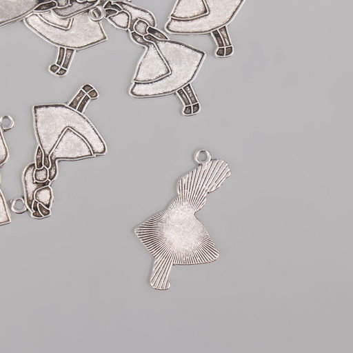 Цена за 10 шт. Металлический элемент, декоративная подвеска «Арт Узор. Алиса», серебро, 3.2×2 см