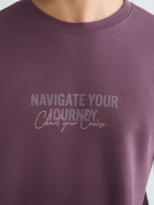 Bisiklet Yaka Bask?l? Erkek Sweatshirt