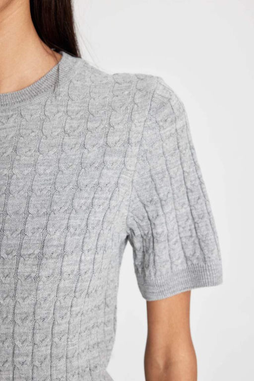 Свитер с круглым вырезом и короткими рукавами - Defacto фото 5