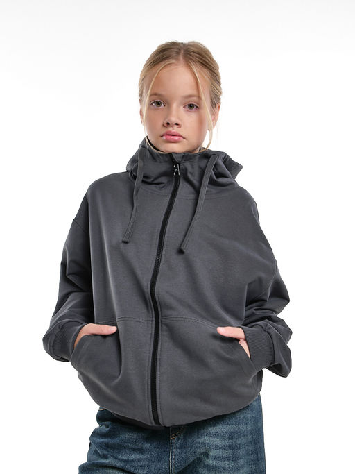 Толстовка на молнии с капюшоном 22-7653 хаки - Mini maxi фото 17