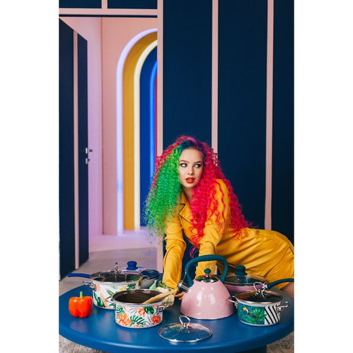 Кастрюля Доляна «Тропики», 1,9 л, стеклянная крышка, индукция, цвет белый