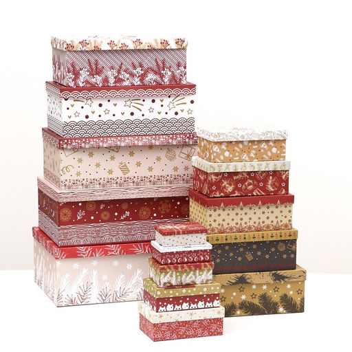 Набор подарочных новогодних коробок 15 в 1 «Изысканность», 47.5×35.5×17.5 - 12×7×4 см