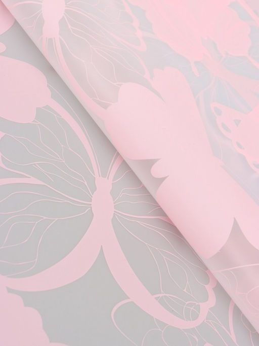 Цена за 20 шт. Пленка флористическая для цветов «Бабочки», розовая, 57×57 см