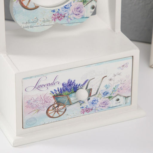 Шкатулка для украшений 1 ящик «Тележка лаванды», с зеркалом, дерево, 11×7.5×14.8 см