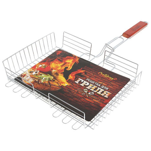 Решётка-гриль для мяса Maclay Lux, хромированная сталь, 56x35 см, рабочая поверхность 35x25 см  фото 6