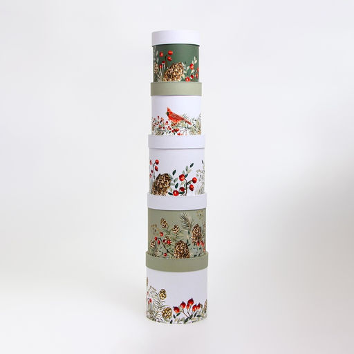 Коробки подарочные шляпные 5 в 1 «Счастливого Нового года», 20×20 — 15×15 см