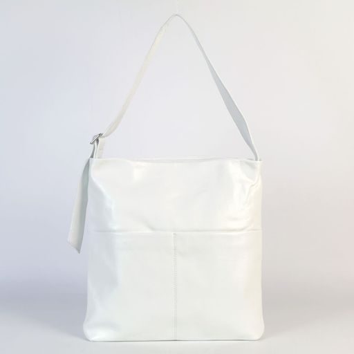 Женская кожаная плоская сумка хобо 209238 Вайт - Cidirro фото 2