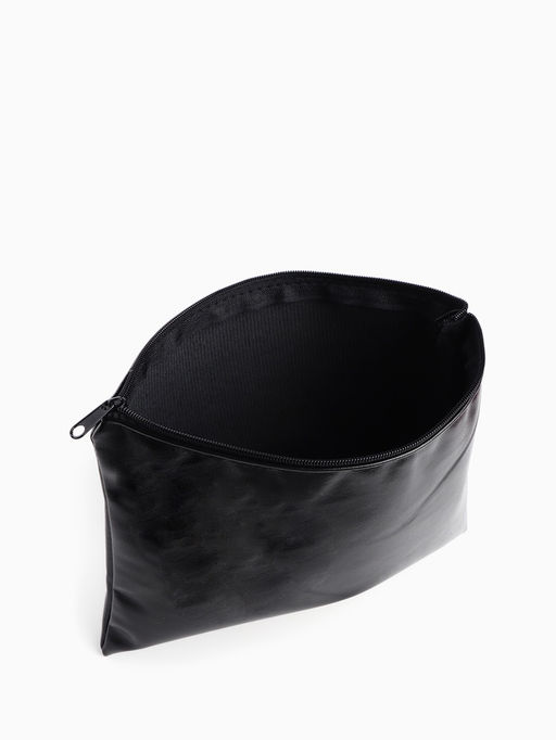 Косметичка на молнии, плоская, средний размер, однотонная, чёрная