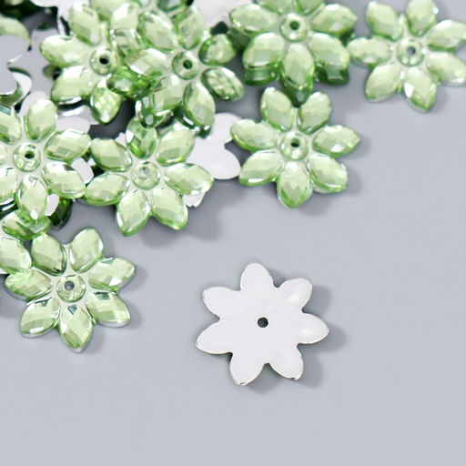 Декор для творчества пластик 1 прокол Стразы ромашка. Светлая зелень н-р 100 шт 1,3х1,3 см 74290 - Арт узор фото 2