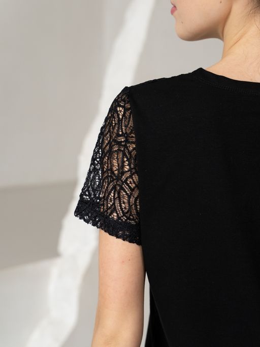 Футболка с кружевом.арт.406-2,черная - Binita фото 17
