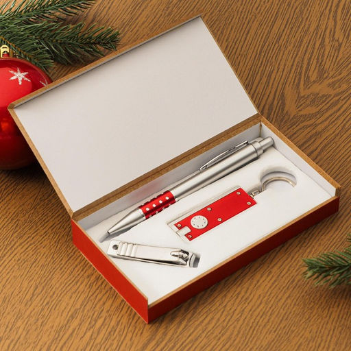 Набор подарочный 3в1 (ручка, кусачки, фонарик красный) - Simaland фото 3