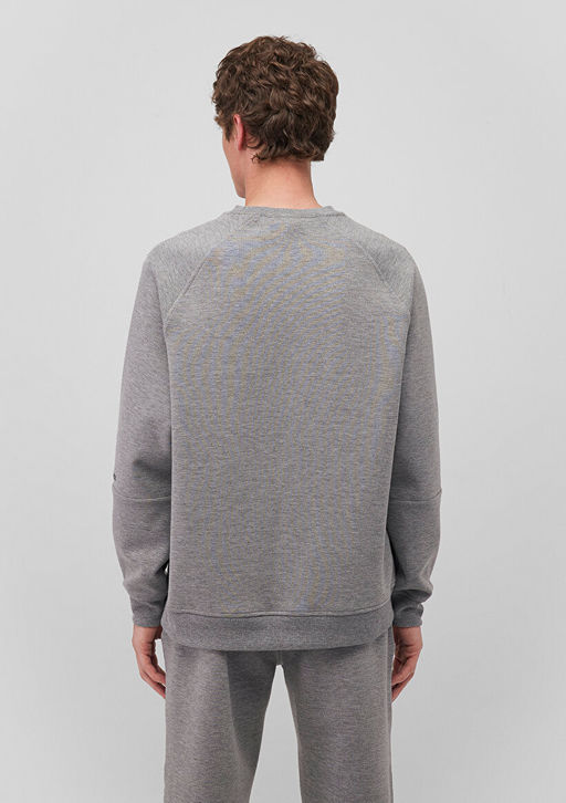 Bisiklet Yaka Gri Basic Sweatshirt - Mavi фото 5