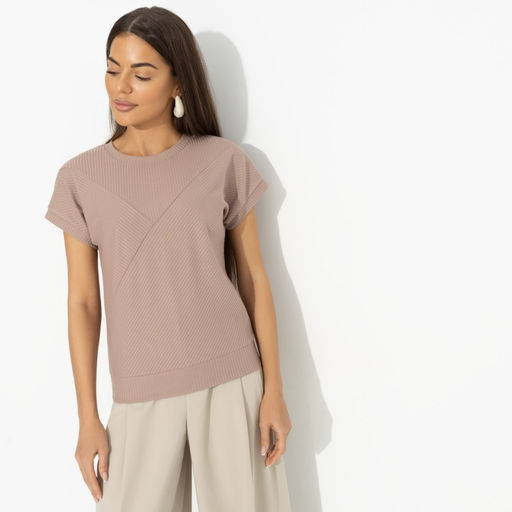 Футболка из эластичной ткани в рубчик Искусство строить глазки (коричневый) - Charutti фото 7