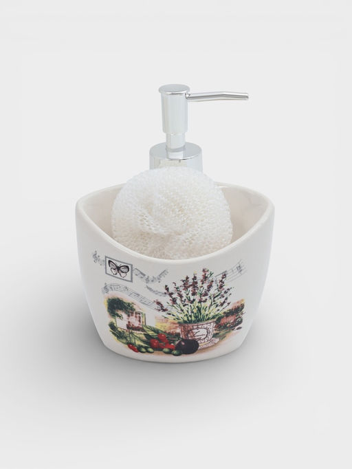 Дозатор для моющего средства с подставкой для губки Доляна «Лаванда», 260 мл